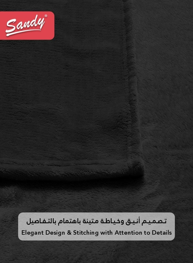 Sandy Lightweight Bedding Blanket, Single Size 220 x 170 cm, High Quality and Super Soft All Season Fleece Blanket, Optimal for Bed, Sofa, Couch and Home Decorations, Black - Image 5